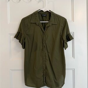 J. Crew Women’s Ruffled Sleeve Olive Green Top, 12